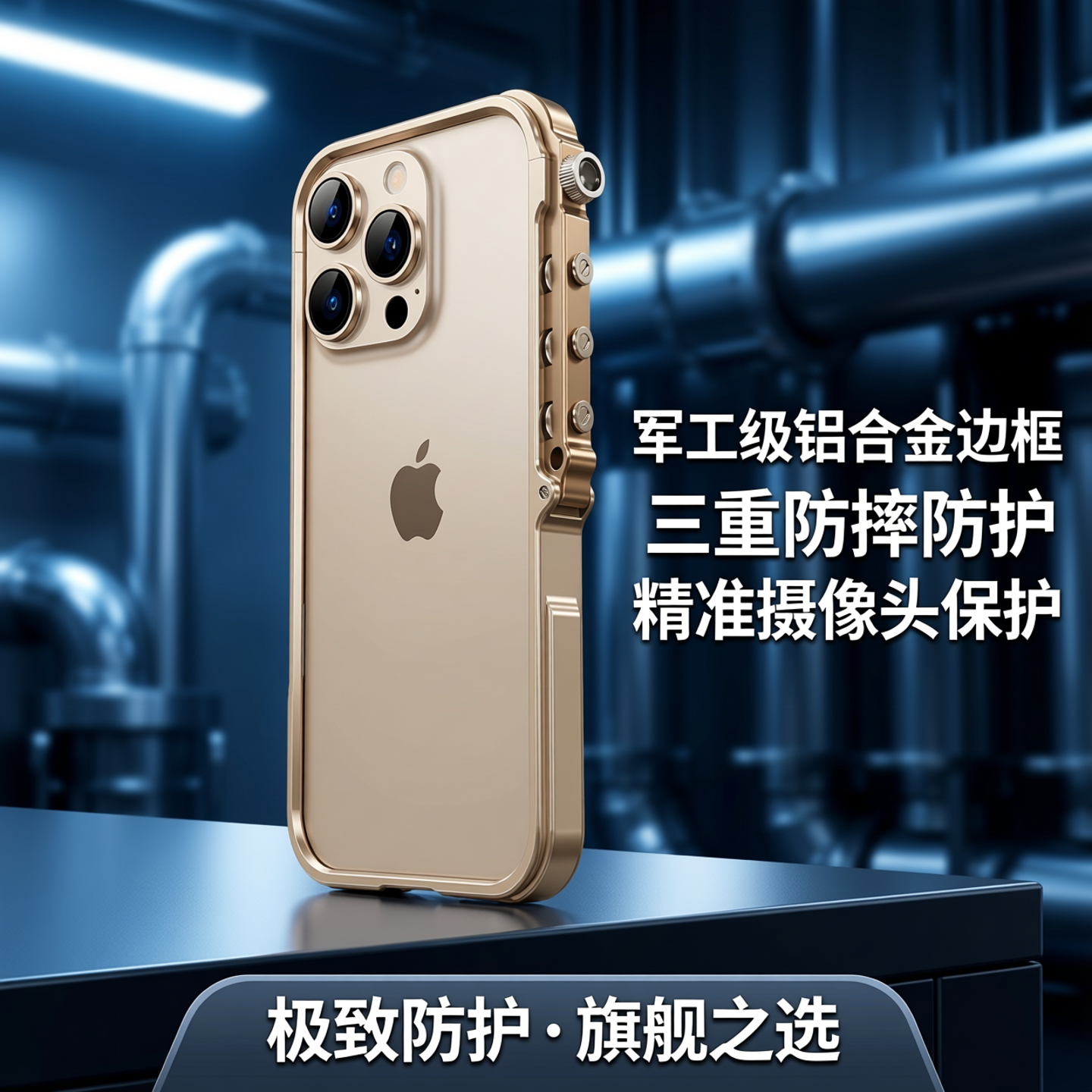 iphone边框壳苹果17pro手机铝合金16max金属防摔保护套5男生科技风军工级铝合金边框防摔防护保护壳iPhone壳