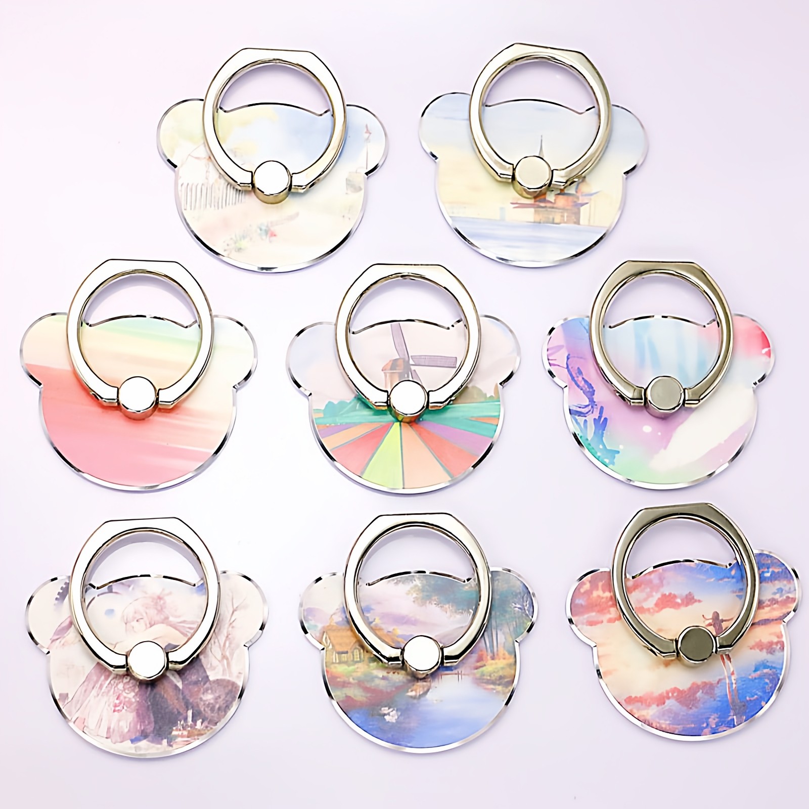 2021新款热卖小熊金属指环扣小清新懒人手机支架强力粘贴桌面男女