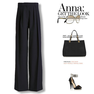 大码女裤秋冬季胖mm炸街垂感直筒烟管裤显瘦双活页褶西装休闲长裤