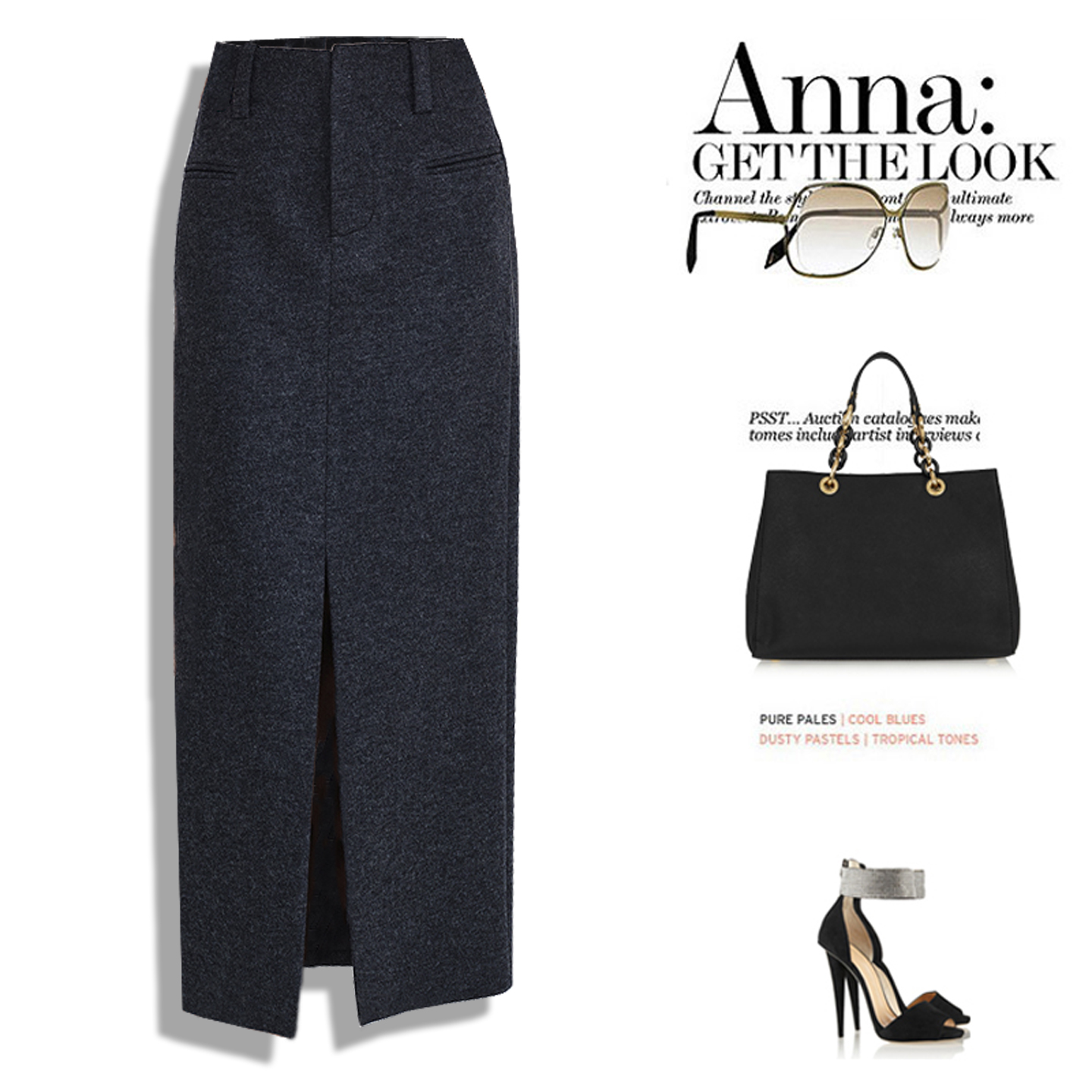 大码灰色毛呢半身长裙女通勤百搭