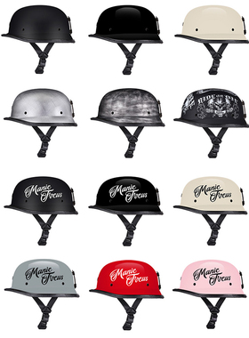 BRAMMO瑕疵轻便式电动车头盔男女踏板摩托车半盔德国二战钢盔夏季