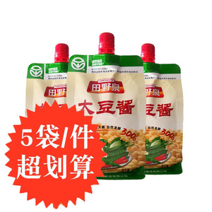 东北大酱农家蘸菜酱调味酱拧嘴装黄豆酱原酱田野泉大豆酱408gX5袋