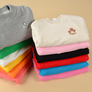 快活龙加绒加衬毛衣 男女童装纯棉线圆领加厚儿童中大宝宝打底衫