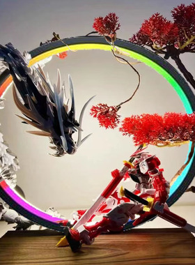 万代手办展示摩动拼装敖丙背景国创机甲模型收纳高大红异端灯圈