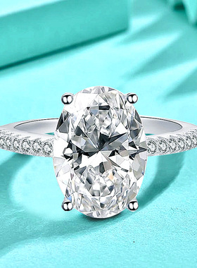 925纯银锆石鸽子蛋戒指女欧美椭圆异形求婚钻戒指环饰品跨境外贸