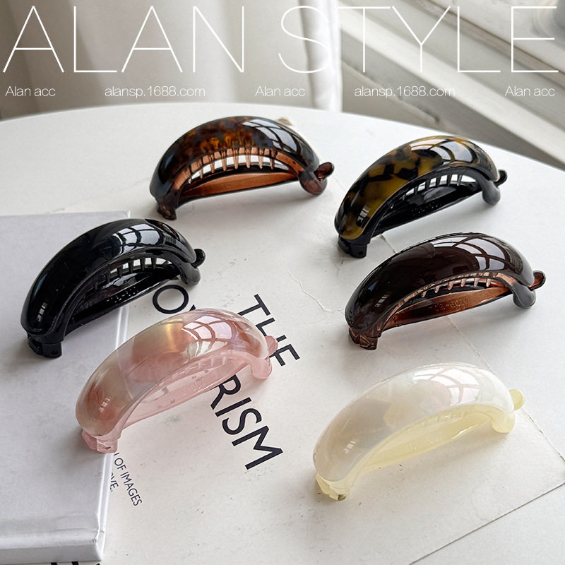 韩国式醋酸简约气质高马尾扣夹后脑勺发夹头饰扭扭香蕉夹横夹顶夹