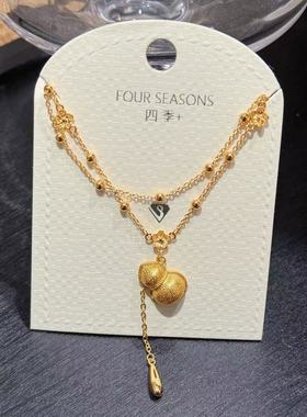 葫芦项链时尚沙金抖音爆款复古锁骨链中国风叠戴国潮百搭福禄项链
