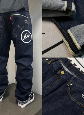 Fenom藤原浩白闪金牌赤耳原牛直筒宽松15oz重磅厚料水洗原浆牛仔