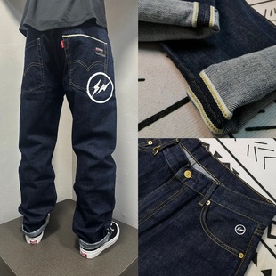 Fenom藤原浩白闪金牌赤耳原牛直筒宽松15oz重磅厚料水洗原浆牛仔