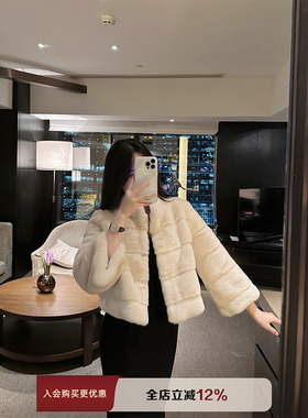 THE SWAN司凰轻奢 精致姐姐 韩版日常基础七分袖仿水貂皮草短外套