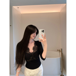 00THE SWAN司凰 娇惯生活 针织上衣 蕾丝花边中袖