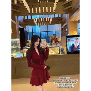 收腰显瘦针织连衣裙气质修身 法式 短裙打底裙子 SWAN司凰轻奢 THE