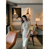 SWAN司凰轻奢 温柔姐姐 韩系纯欲蕾丝拼接无袖 THE 修身 收腰连衣裙