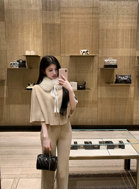 THE SWAN司凰轻奢 娇娇矜贵两件套 温柔风山羊绒斗篷/针织长裤子