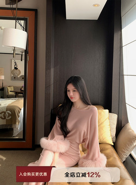 THE SWAN司凰轻奢 美人穿搭术 法式优雅针织连衣裙+袖口100狐狸毛