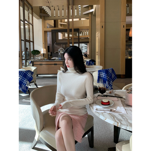 一体机毛衣 THE SWAN司凰轻奢 基础线 100羊毛高领内搭打底针织衫