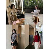 SWAN司凰轻奢 羊毛肌底半高领毛衣打底衫 针织上衣 THE 羊毛呢裤 裙