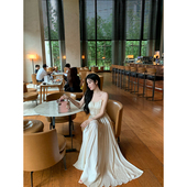 气质收腰长裙缎面小白裙吊带连衣裙 SWAN司凰轻奢 现货6折 THE