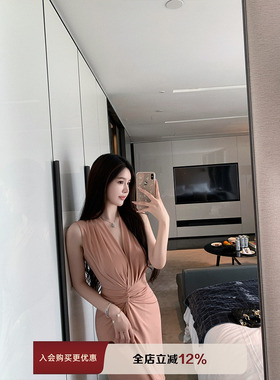 【现货9折】THE SWAN司凰轻奢 轻通勤修身包臀无袖收腰针织连衣裙