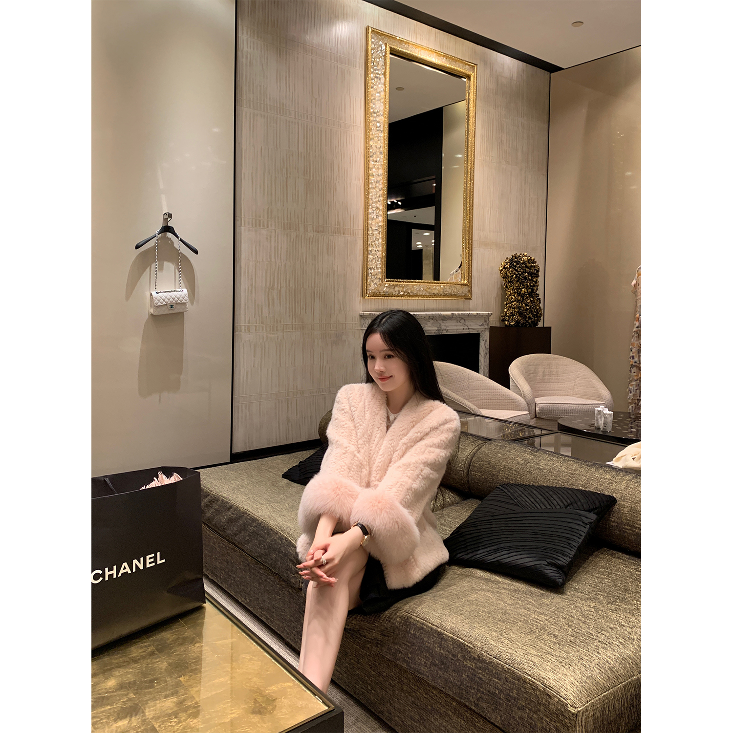 优雅狐狸毛袖短皮草外套