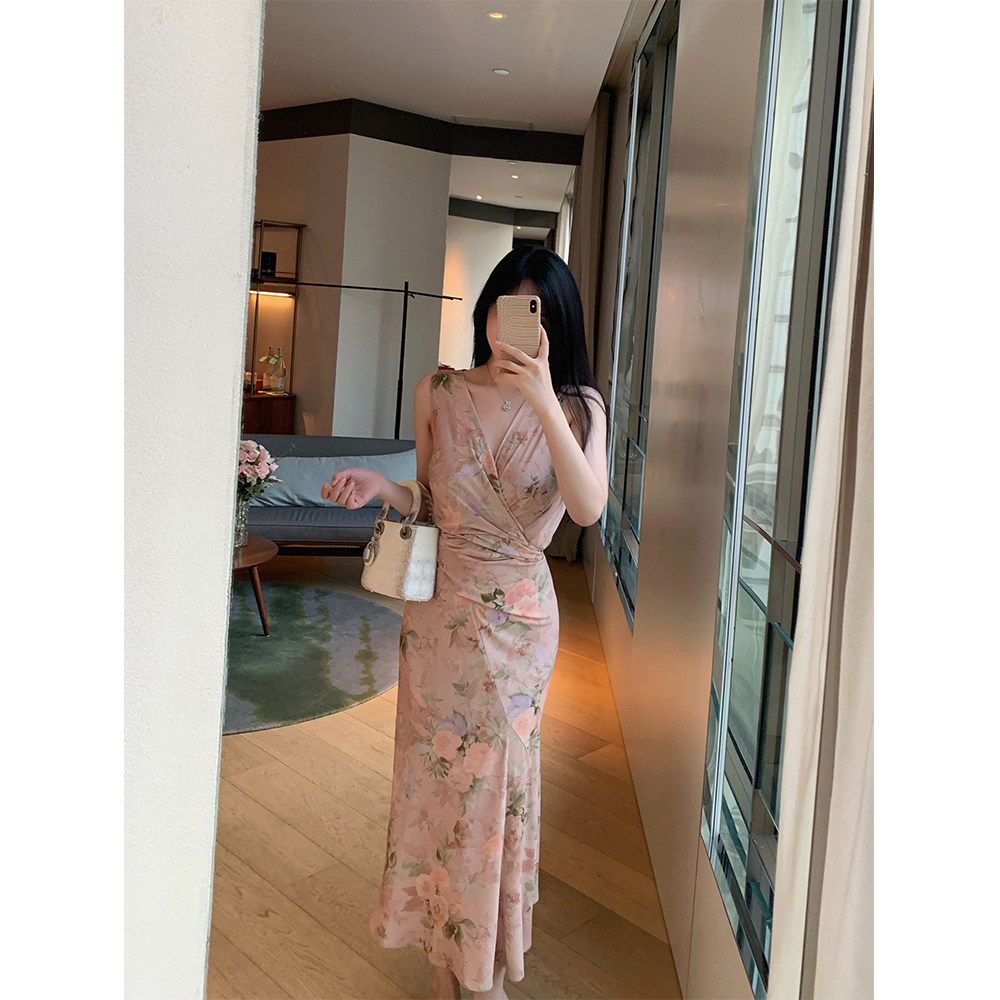 【现货8折】the swan司凰轻奢 雪纺印花温柔修身连衣裙(长短款)