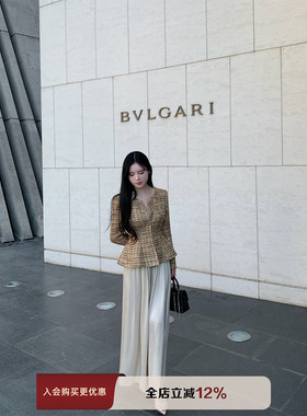 THE SWAN司凰轻奢 高级感lady 显瘦遮肉缎面休闲裤高腰裤裙感裤子