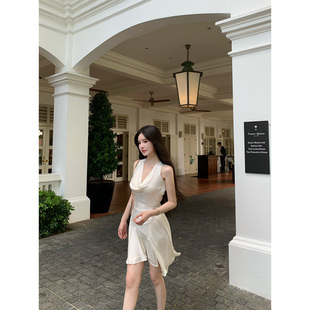 早期南韩 SWAN司凰 绸缎连衣裙 00THE