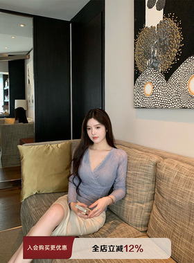 THE SWAN司凰轻奢 蕾丝与诗集 针织里蕾丝衫纯欲性感气质长袖上衣