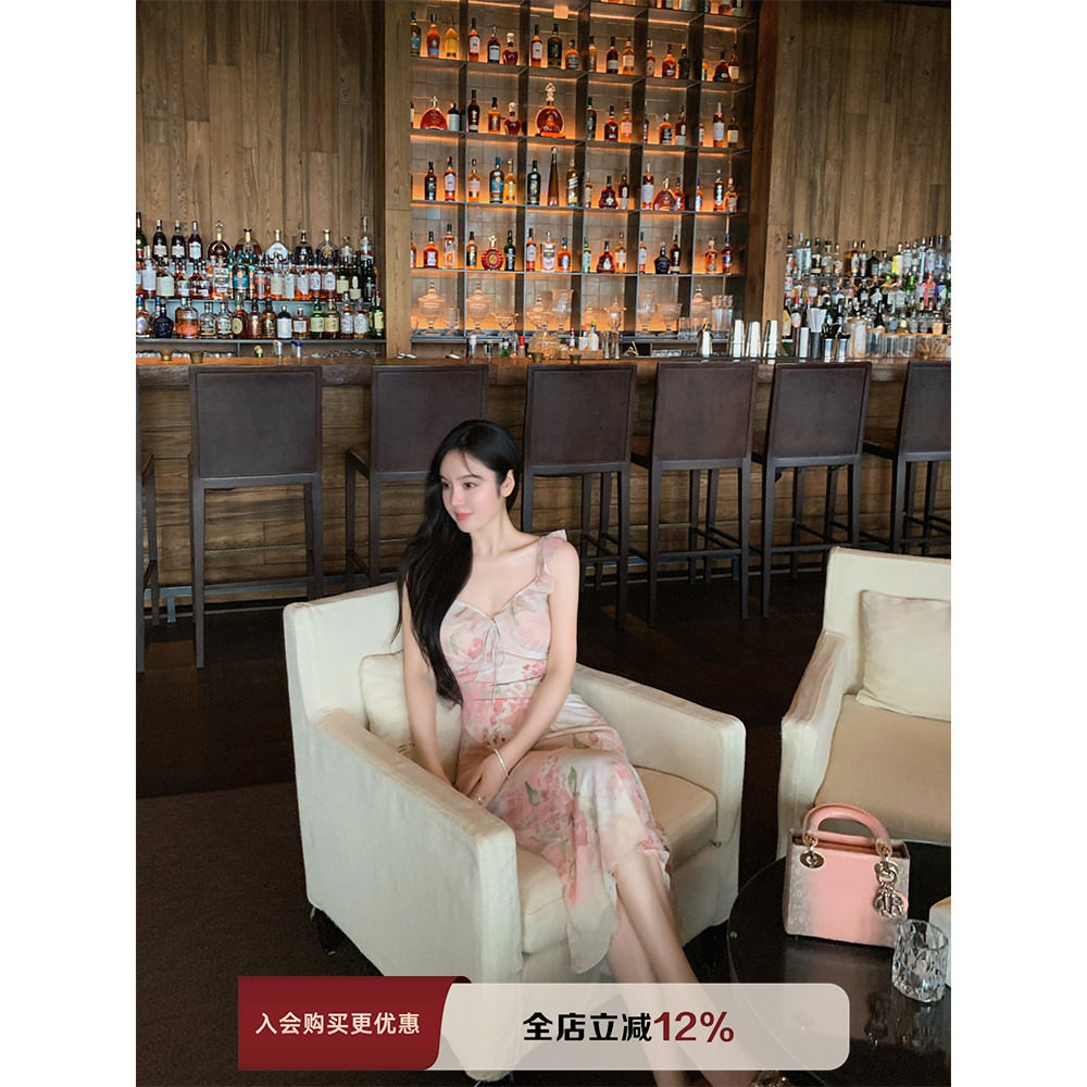 【现货8折】THE SWAN司凰轻奢 优雅温柔雪纺裙Re荷叶边吊带连衣裙,女装/女士精品,连衣裙,淘宝优惠券,粉丝福利购,淘宝优惠卷