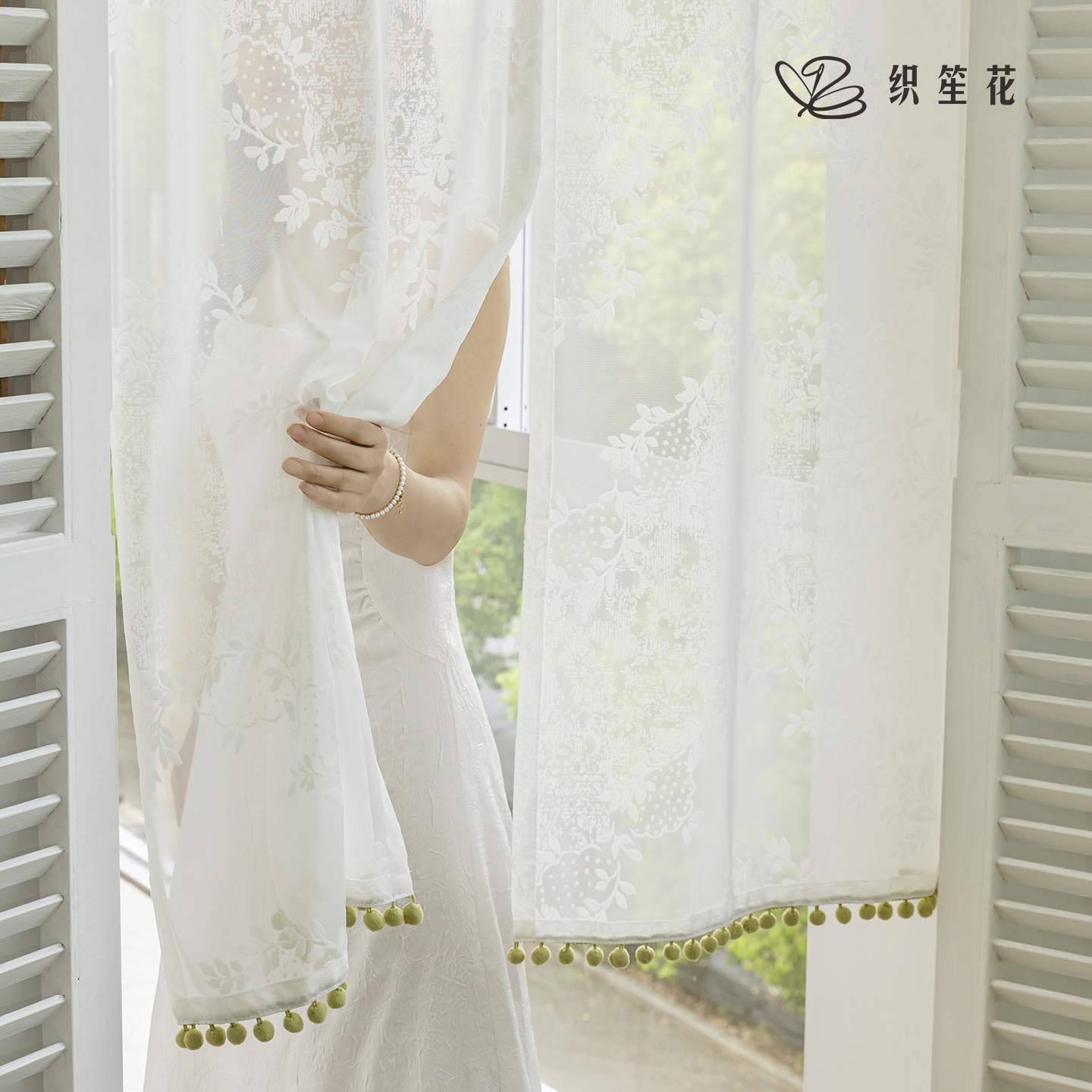 zsh蕾丝通风透气纱门帘卧室隔断帘厨房遮挡帘半帘帘子