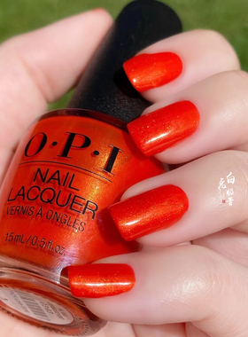 巨美！带金光的橙！白兔奶昔OPI指甲油PCH Love Song明媚橘红色