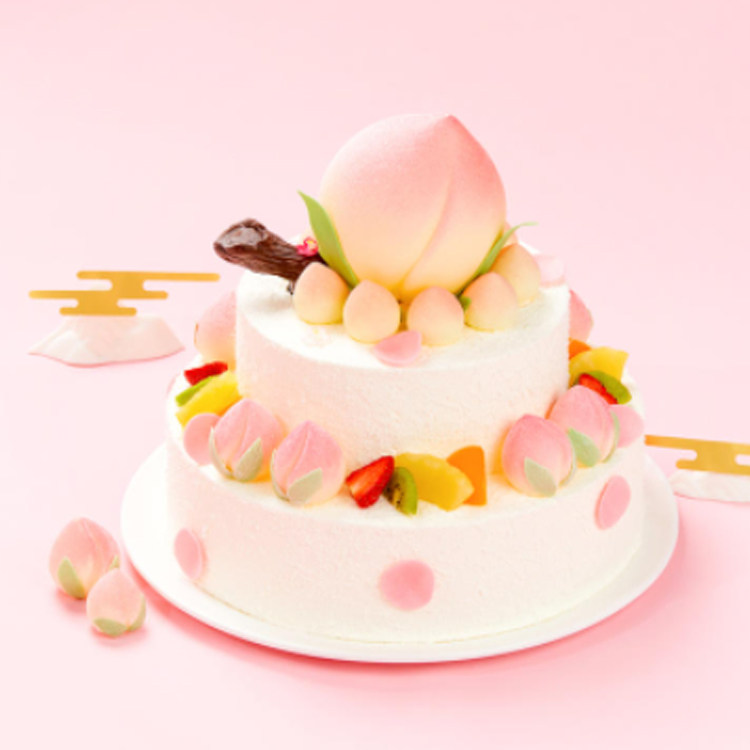 甜星祝寿蛋糕同城配送苏州济南老人生日寿桃蟠桃捧日双层大寿桃