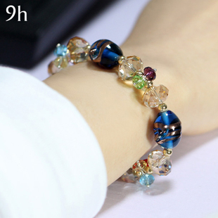日本进口彩绘琉璃珠手串奥地利水晶手链女原创手饰品情人生日礼物