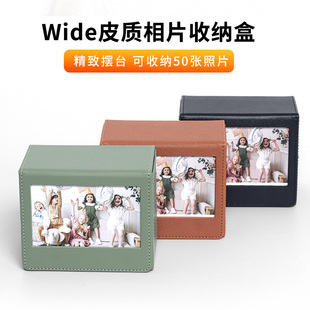 适用于拍立得相机wide/宝丽来皮质相片相册相框皮质复古收纳盒