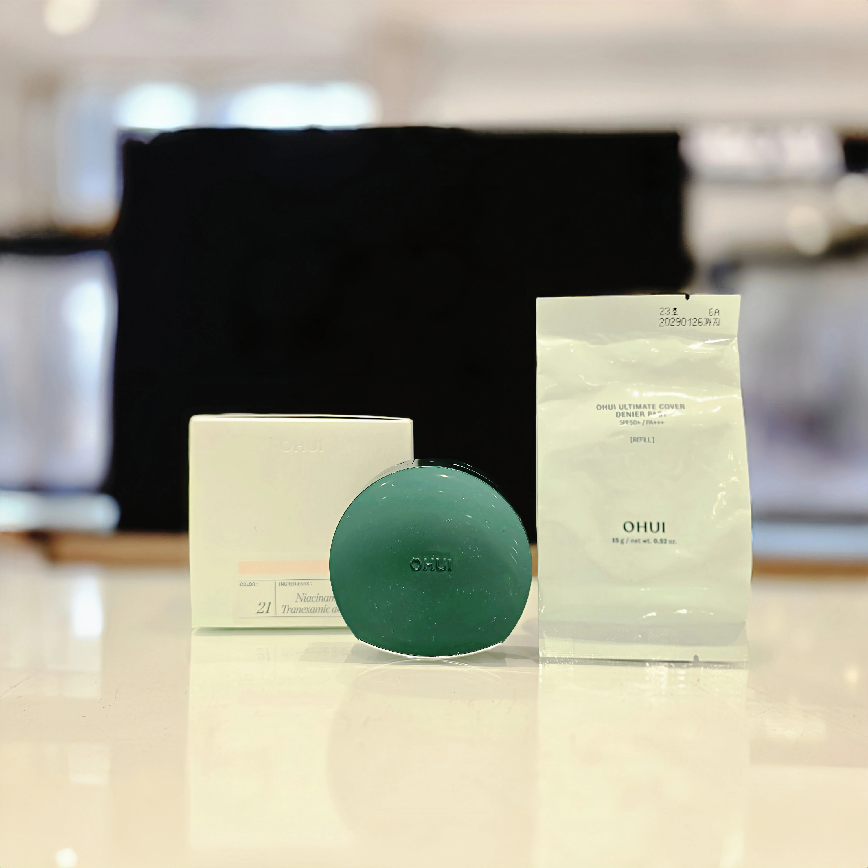 OHUI欧蕙绝美绽放遮瑕气垫粉底膏爆水珠烟酰胺一正一替韩国代购