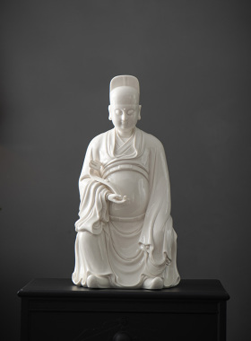 陶瓷文昌帝君桌面摆件逢考必过家用白瓷文曲星君神像客厅书房装饰