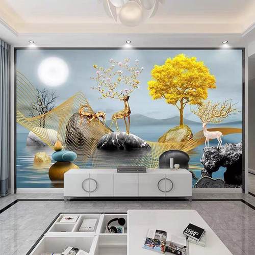 北欧式风电视墙背景墙壁画客厅沙发装饰画墙贴纸墙画卧室3D壁布立
