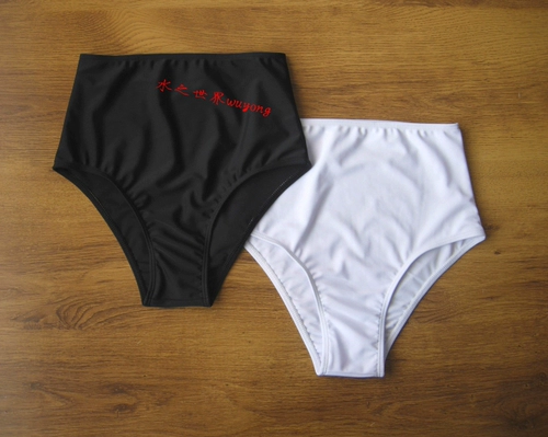 Черный белый раздельный купальник, штаны, утягивающий пояс на талию, высокая талия, увеличенная толщина