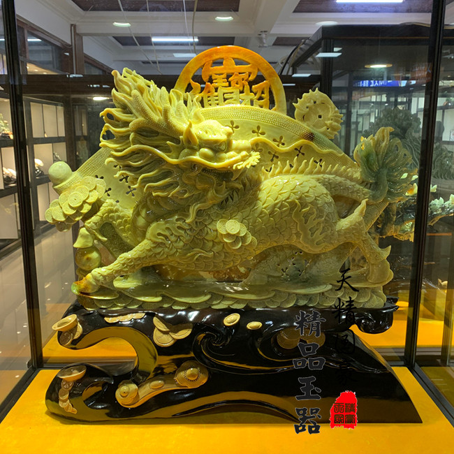 天然岫玉麒麟摆件家居玄关客厅