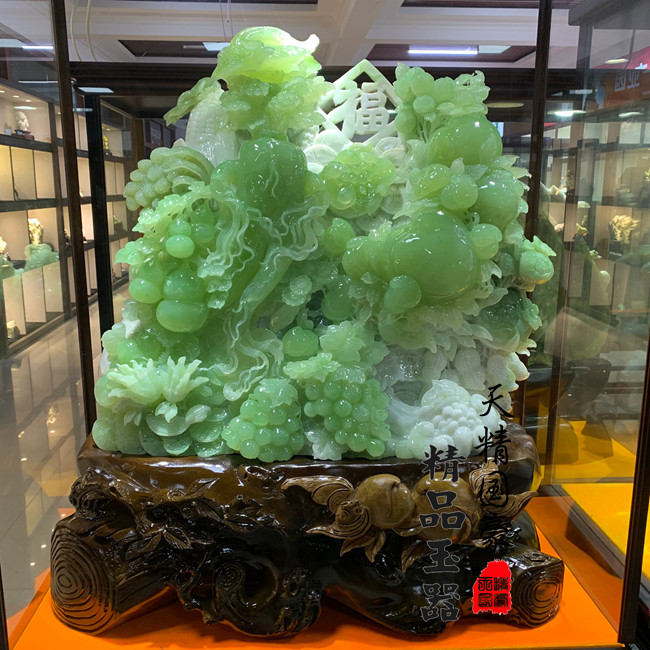 玉石摆件客厅天然岫玉摆件原石玉雕摆件家居玄关乔迁开业礼品人参