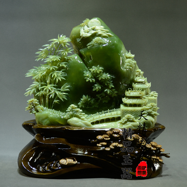 玉石摆件客厅天然岫玉摆件原石玉雕摆件家居玄关乔迁开业礼品竹子