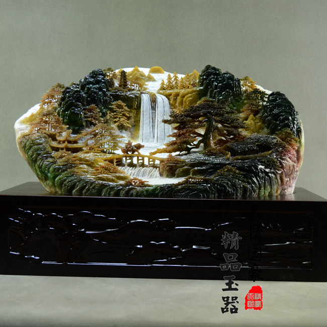 天精国豪玉石山水客厅天然水墨
