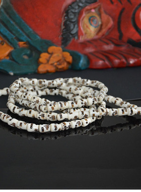 西藏天然骷髅头牦牛骨108佛珠