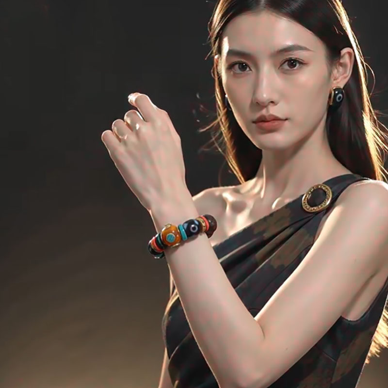 西藏三眼天珠正品男女多宝手链