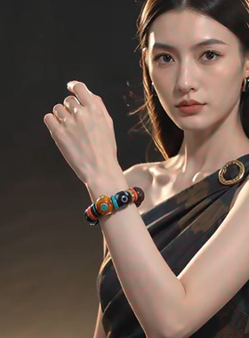 西藏三眼天珠正品男女多宝手链