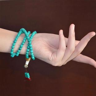 拉萨饰品108西藏优化绿松石佛珠尼泊尔手串情侣设计女感情侣手链