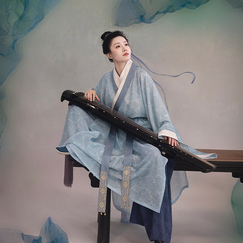 瞳莞汉服原创《清平乐》直领大襟直袖长衫,显瘦古风汉服男女同款