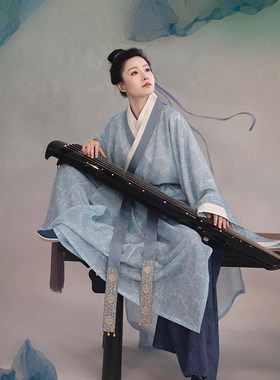 瞳莞汉服原创《清平乐》直领大襟直袖长衫，显瘦古风汉服男女同款