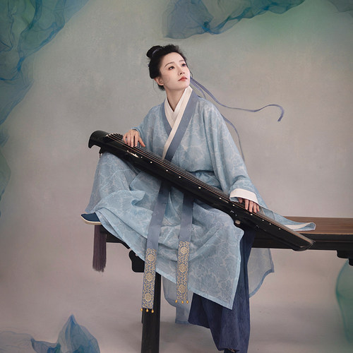 瞳莞汉服原创《清平乐》直领大襟直袖长衫,显瘦古风汉服男女同款