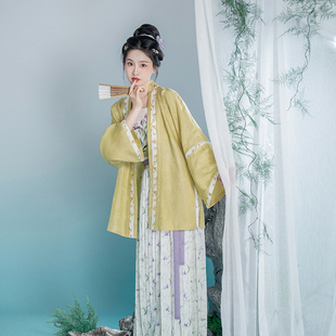 新款 褶裙吊带日常刺绣2023夏季 短衫 瞳莞原创汉服夏至直领对襟直袖